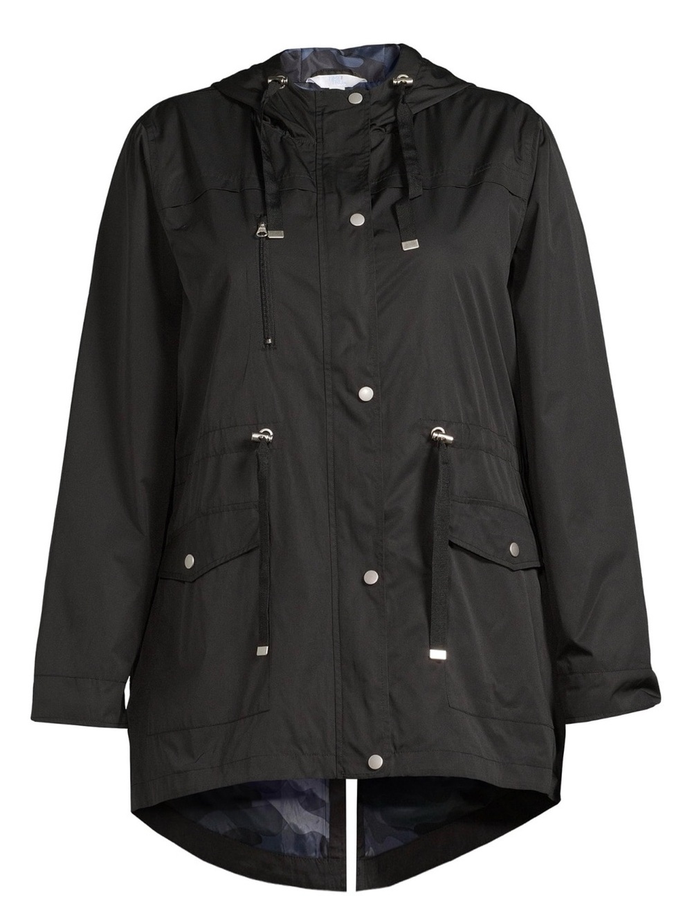 Time and Tru Black Hooded Anorak Jacket - Women